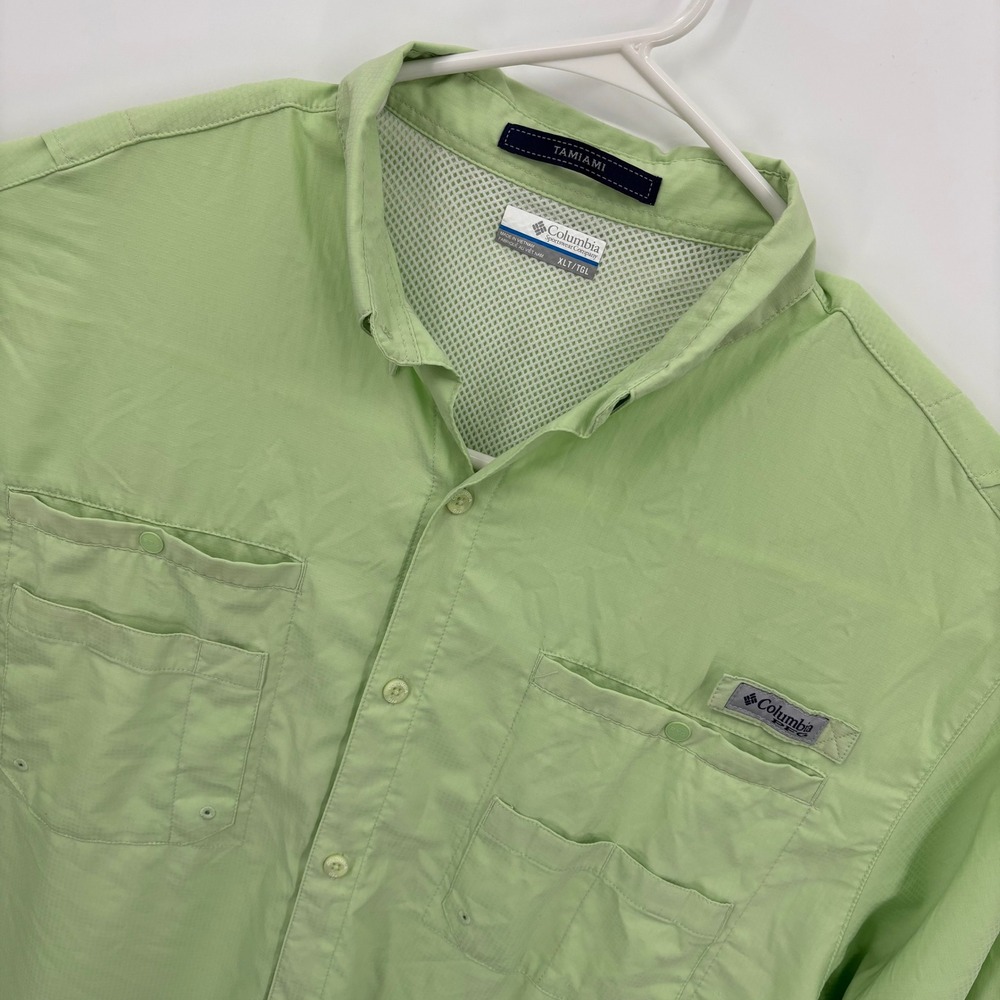 Columbia PFG Tamiami II Fishing Shirt Mens XLT Green Good Long Sleeve UPF 40